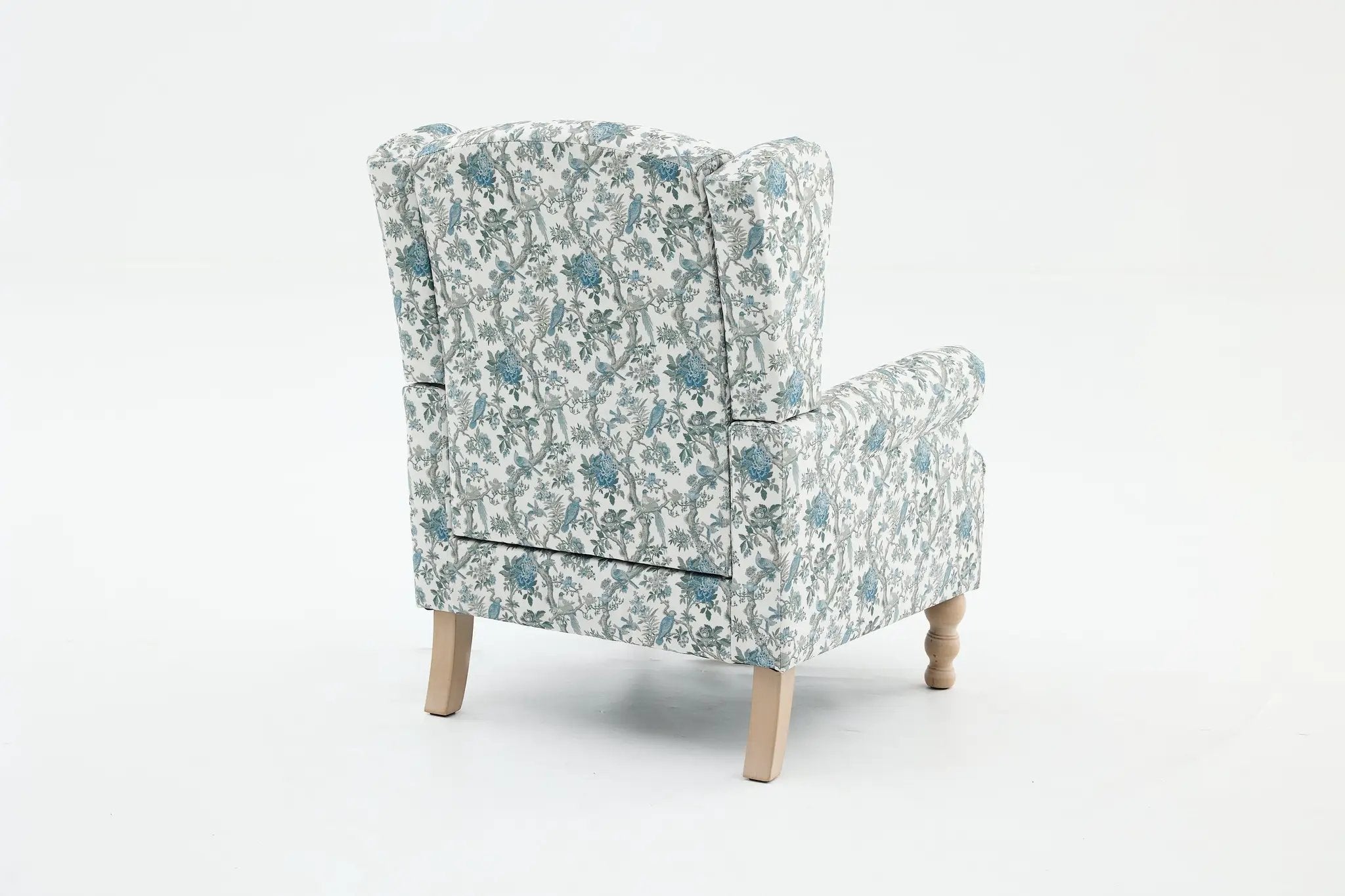 Modern Accent Chair with Retro Wood Legs and Floral Design by HouseOfZazla