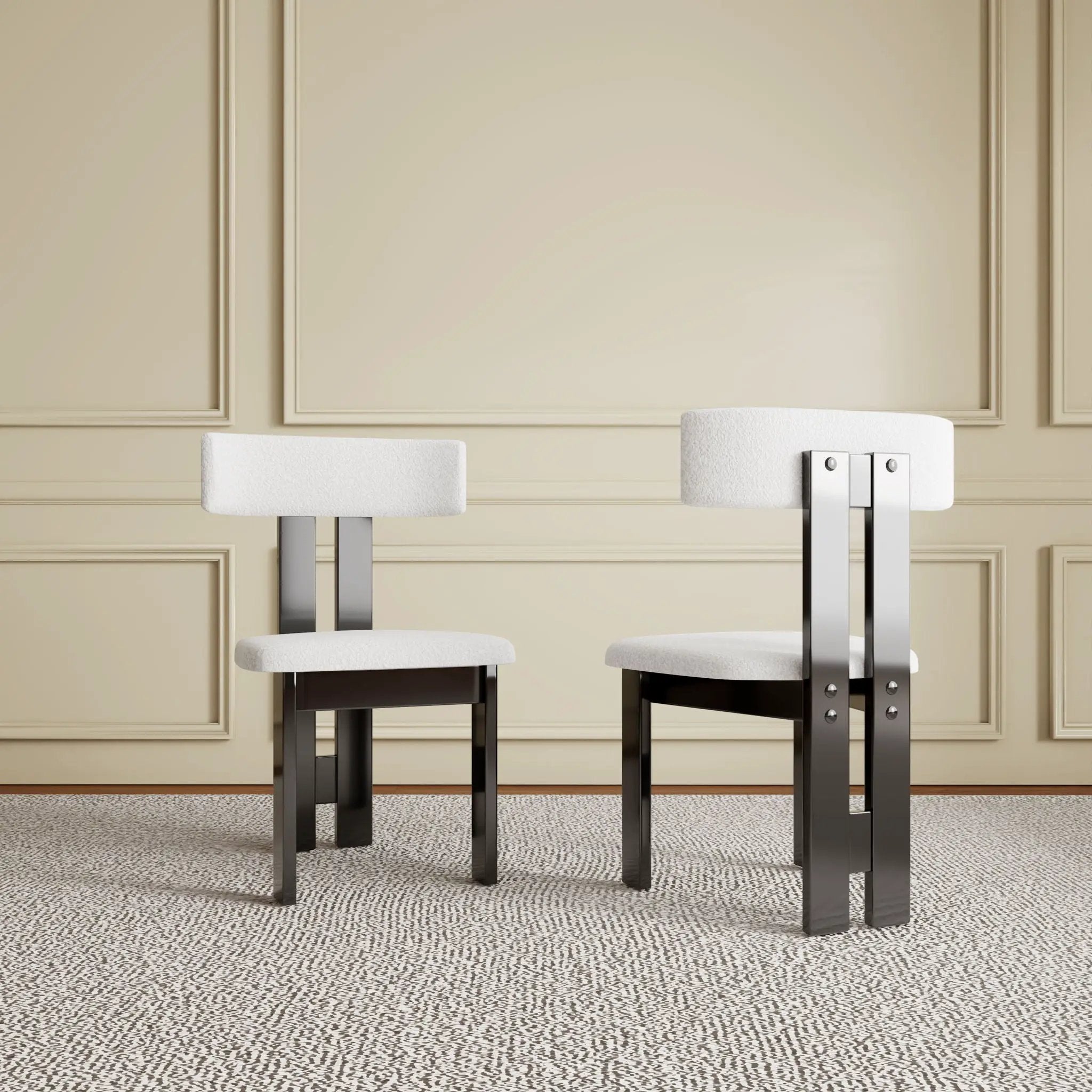 Modern Dining Chairs, Vertical Backrest Kitchen Chairs For Dining Room (Set of 2) - White by HouseOfZazla