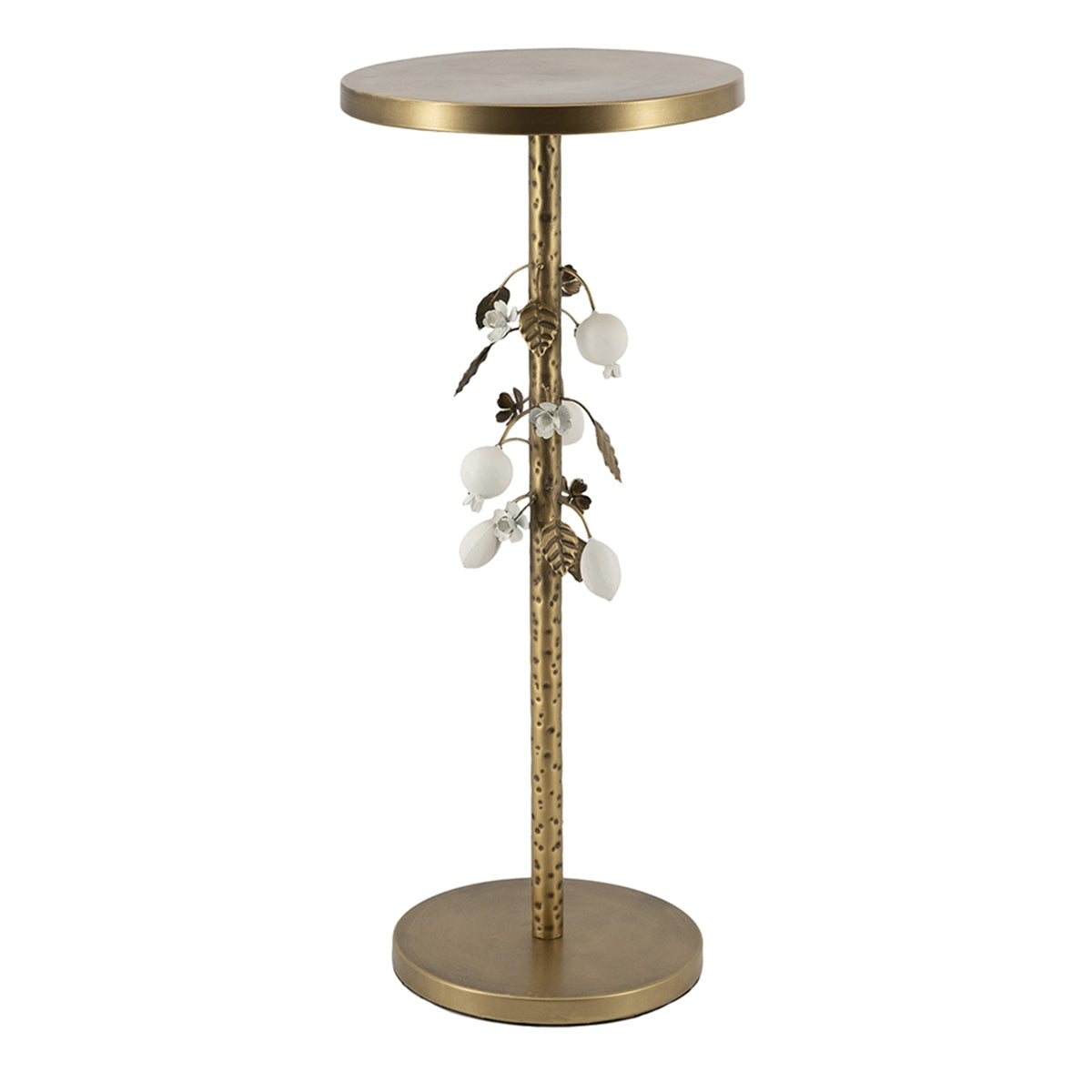 Round Iron Side Table with Botanical Details, photo 2 of 10