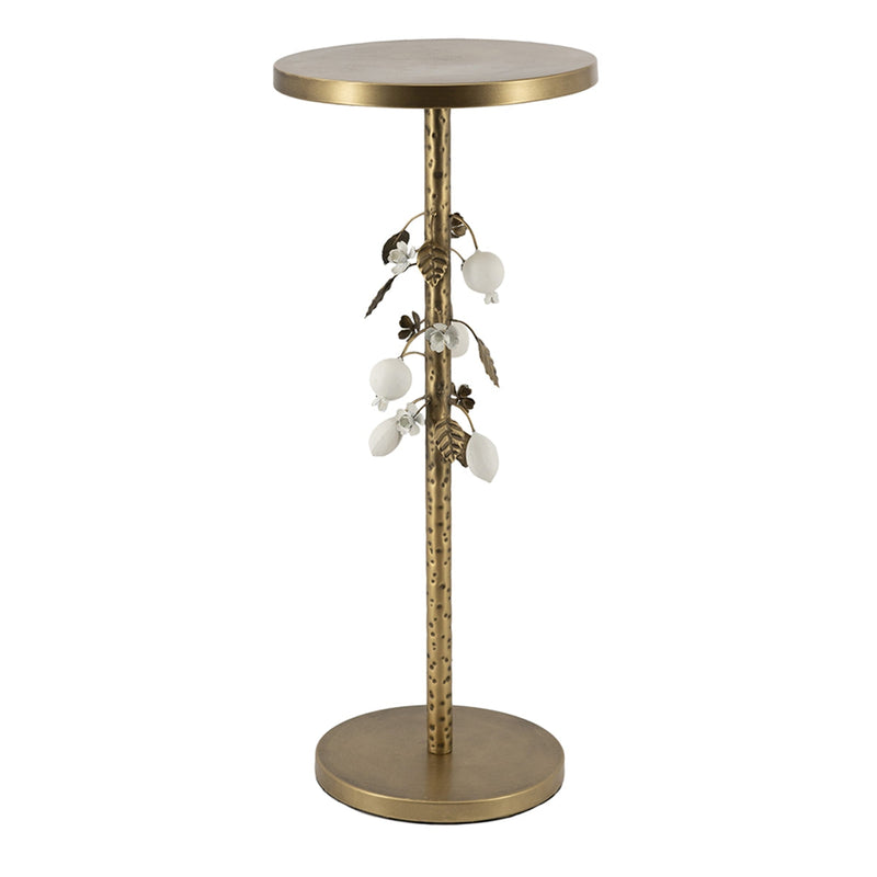 Round Iron Side Table with Botanical Details, photo 2 of 10