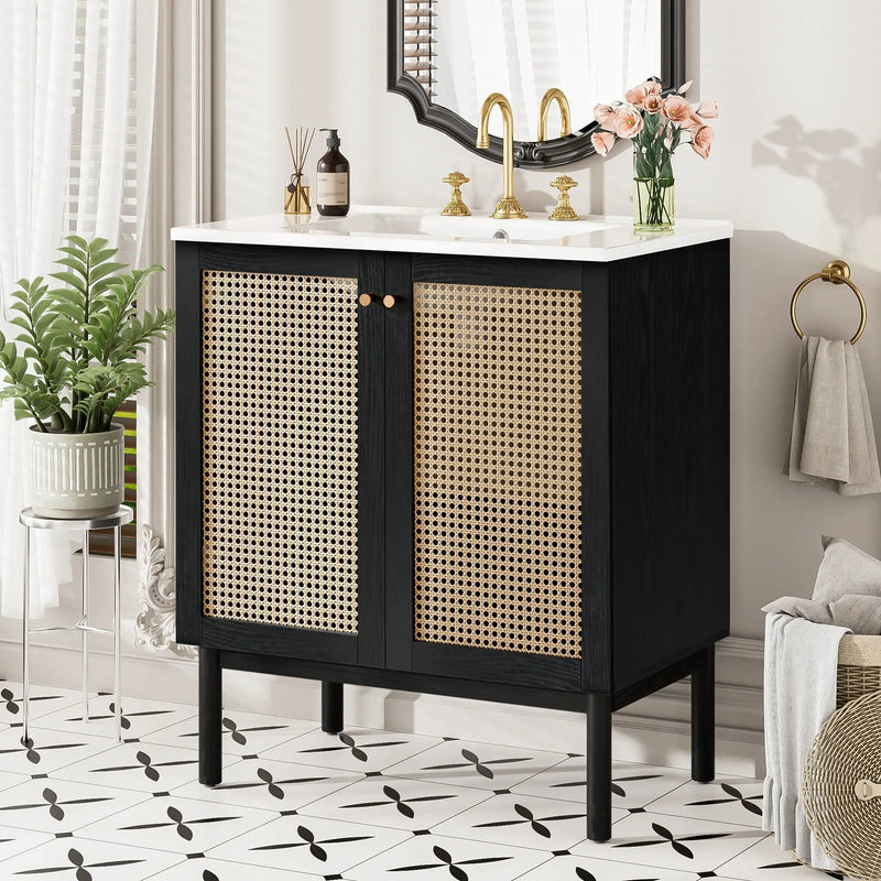 Bathroom Vanity With Soft Closing Mechanism - Black by Unique Piece Furniture