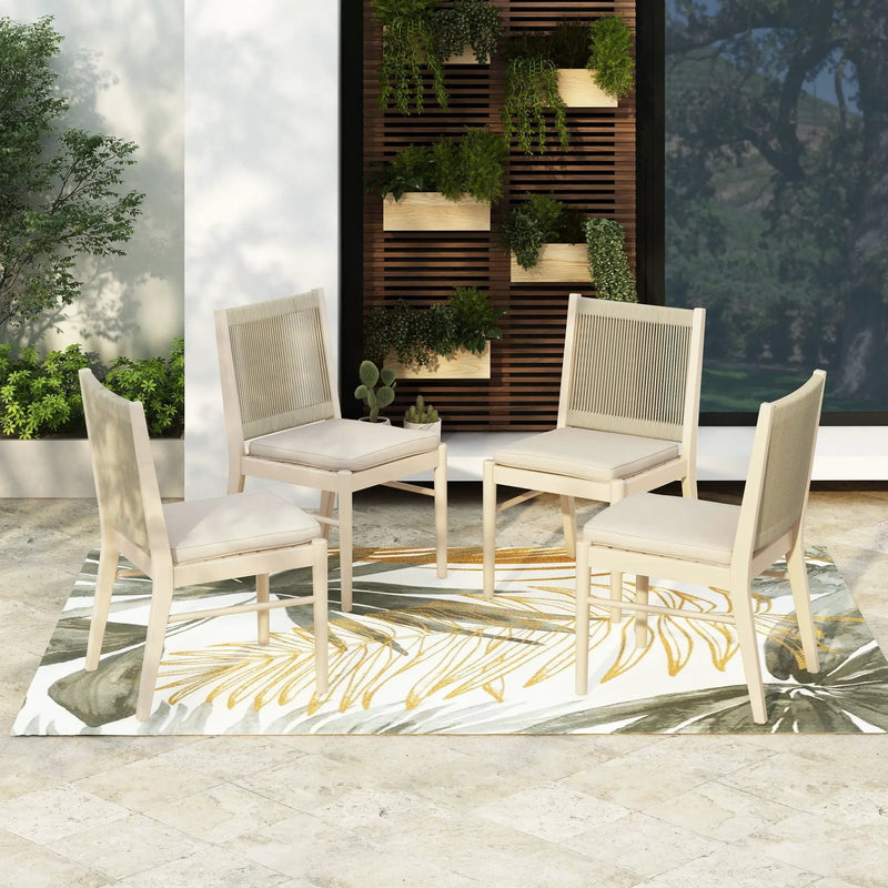Cordoba Dining Chair Set of 2 - Comfortable Armless Beige Chairs by HouseOfZazla