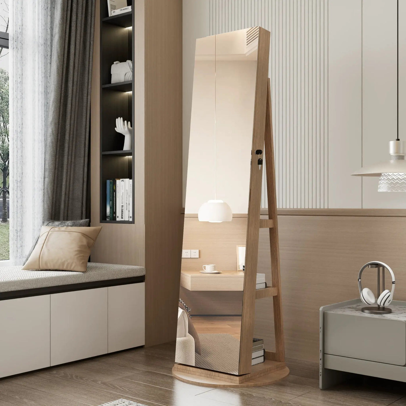 Swivel Jewelry Cabinet With Full Length Mirror by Unique Piece Furniture