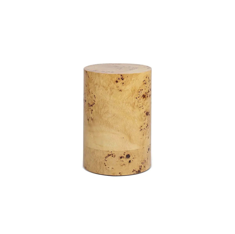 Nebula 22' Accent Pillar Side Table Warm Natural Brown Burl Wood by HouseOfZazla