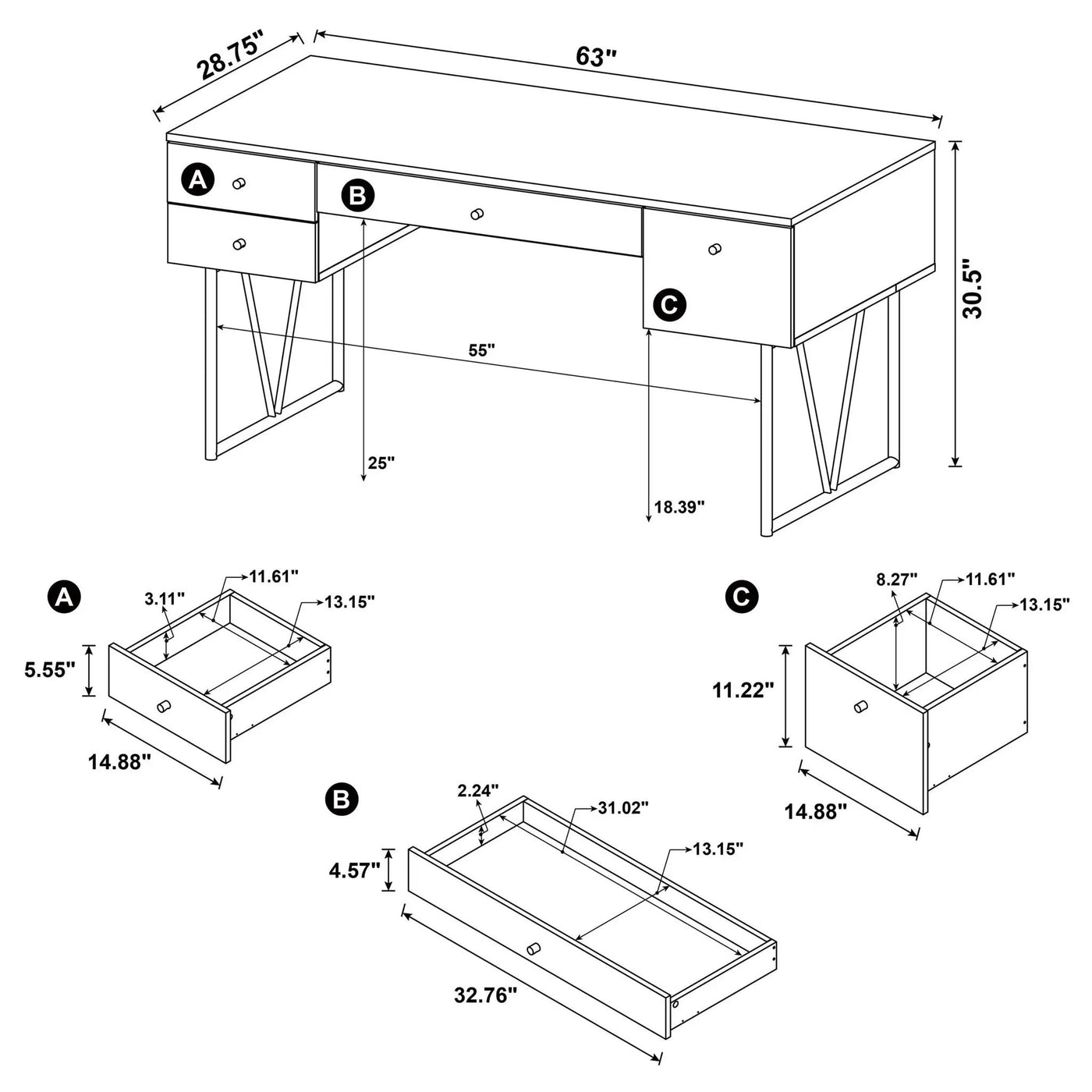 Sonoma - 4 Drawer Writing Desk by HouseOfZazla