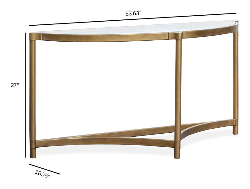 Cassidy - Demilune Sofa Table - Aged Brass And Volakas Classic, photo 7 of 7