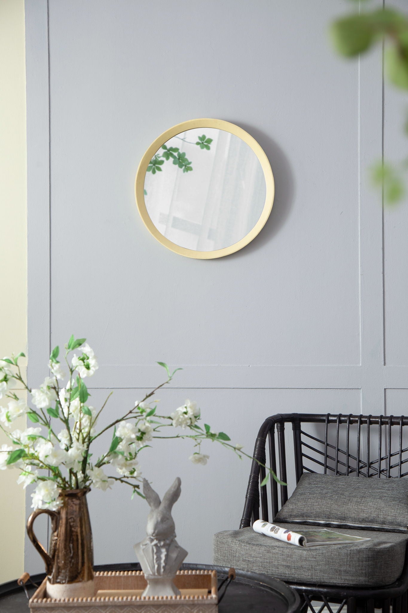 Transitional Decor Style Wall Mirror Decor With Frame For Bathroom by HouseOfZazla