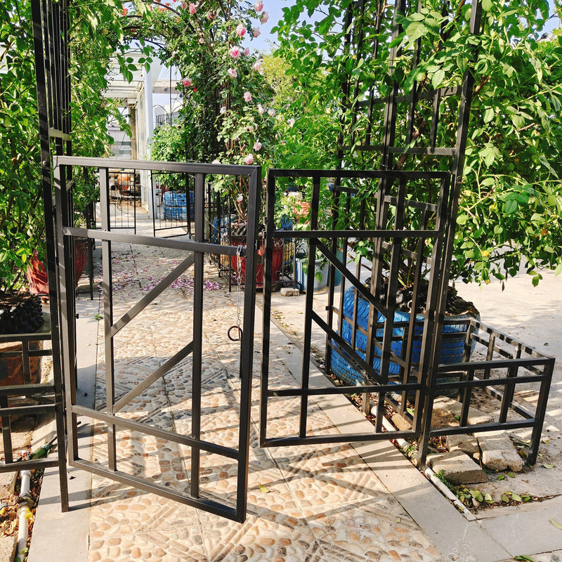 Metal Garden Arch with Gate and Planter for Climbing Plants by HouseOfZazla