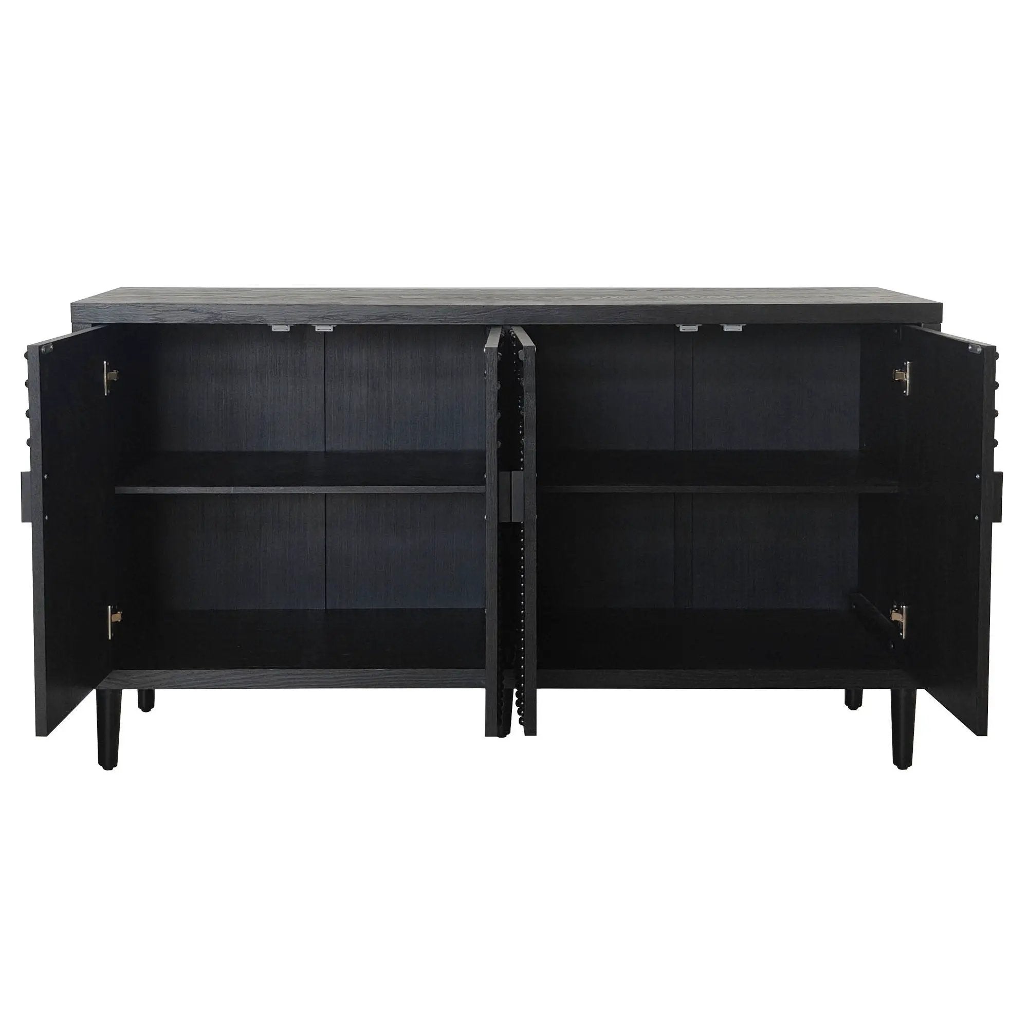Modern Sideboard Cabinet With Decorative Nailhead Accents, Stylish Storage Solution For Dining, Living Rooms - Black by HouseOfZazla