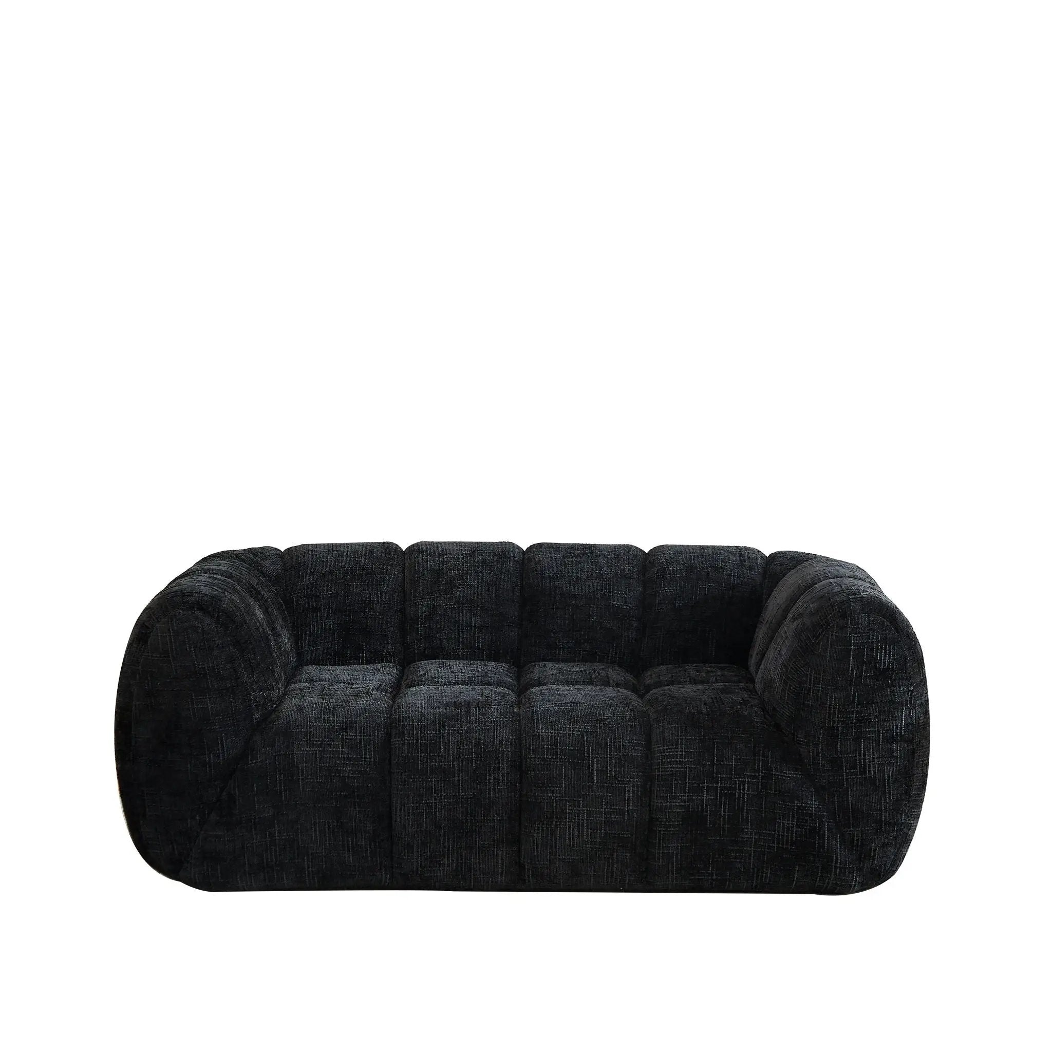 Quilted Cloud Sofa With Rounded Armrests And Piano Key Backrest Design by HouseOfZazla