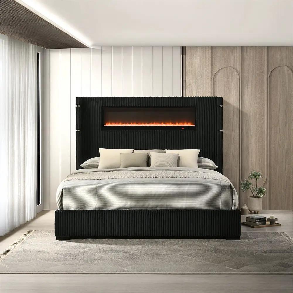 Garner - Bed With Fireplace, LED, Reading Light, Speaker, Bluetooth & USB by Unique Piece Furniture