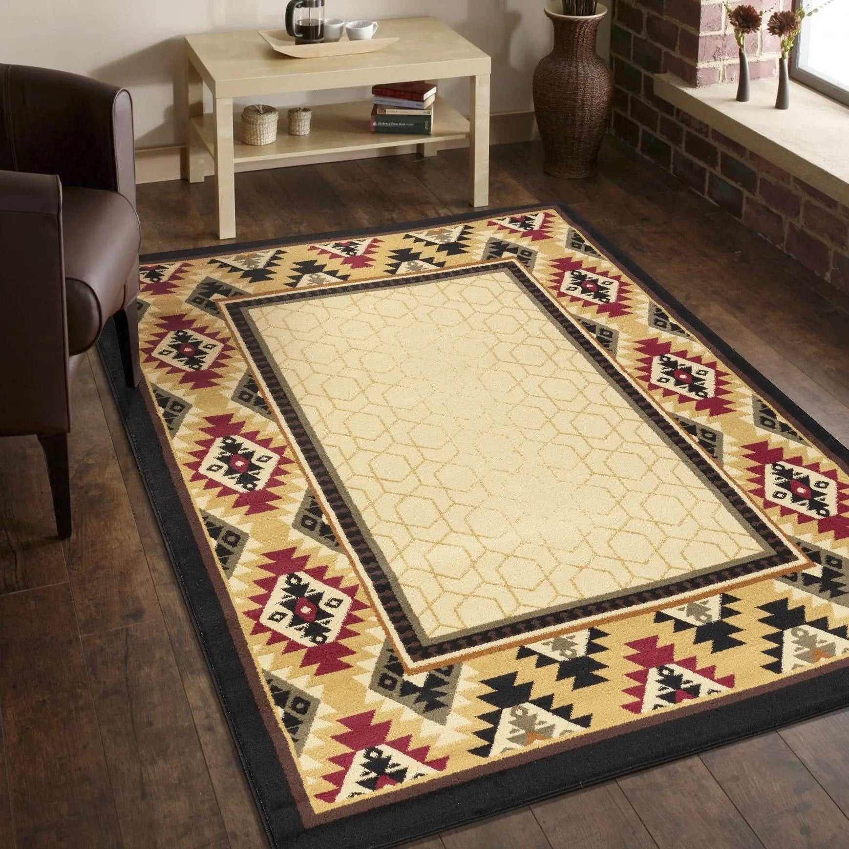 Tribes - 5'3" X 7'3" Polypropylene, Southwest Area Rug - Cream by Unique Piece Furniture