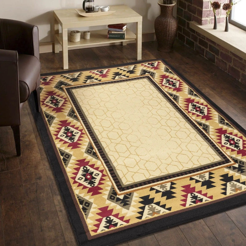 Tribes - 5'3" X 7'3" Polypropylene, Southwest Area Rug - Cream by HouseOfZazla