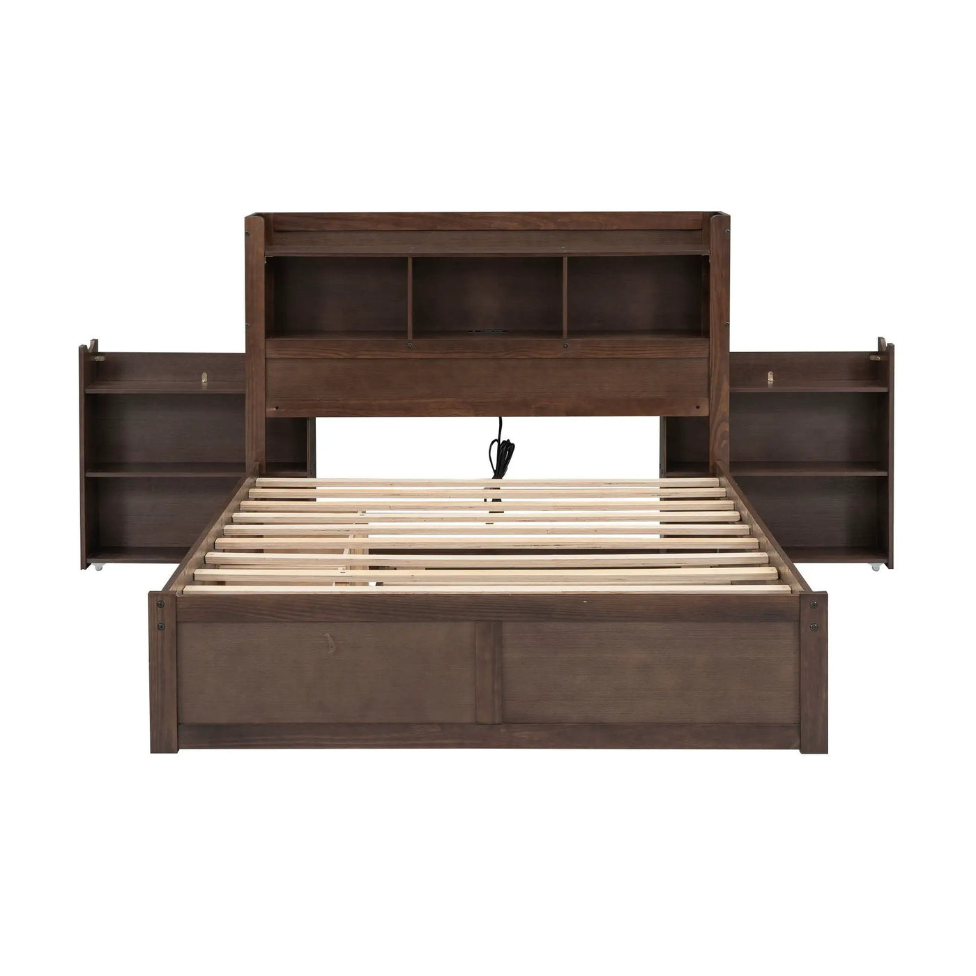 Storage Platform Bed With Pull Out Shelves, Trundle, And 2 Drawers by HouseOfZazla