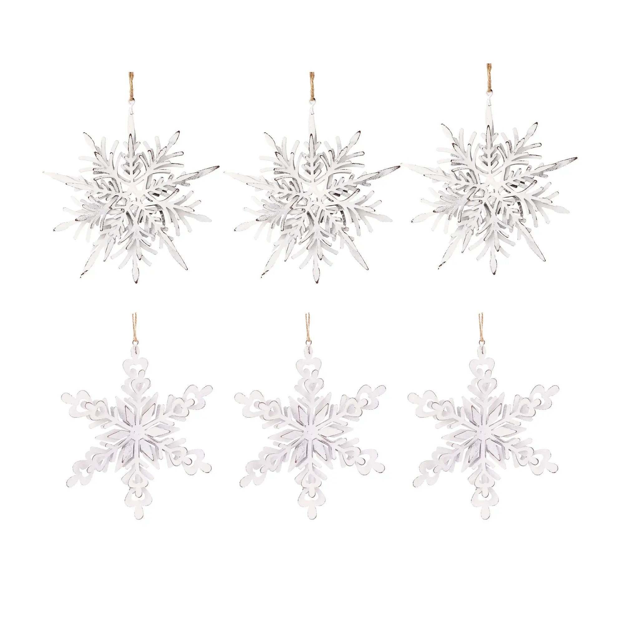 Set of 6 Iron Snowflake Hanger Christmas Tree Ornaments by HouseOfZazla