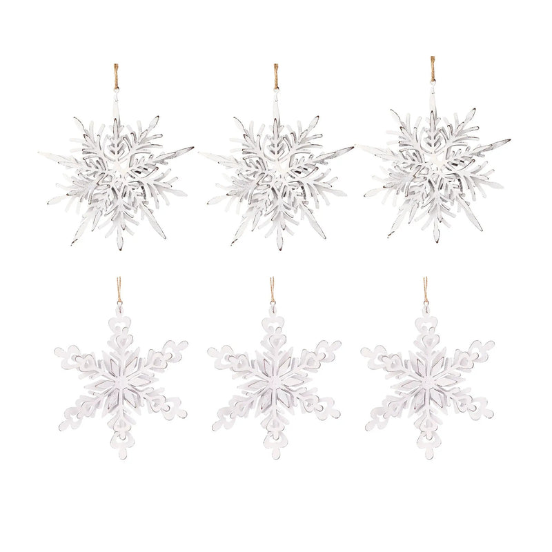 Set of 6 Iron Snowflake Hanger Christmas Tree Ornaments by HouseOfZazla