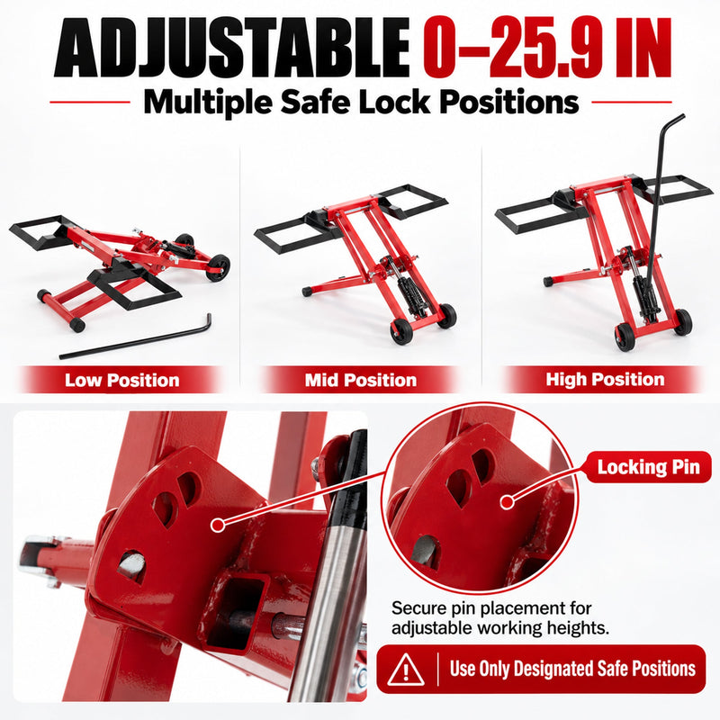 225kgs Lawn Mower Jack with Adjustable Safety Lock - Steel, photo 3 of 7