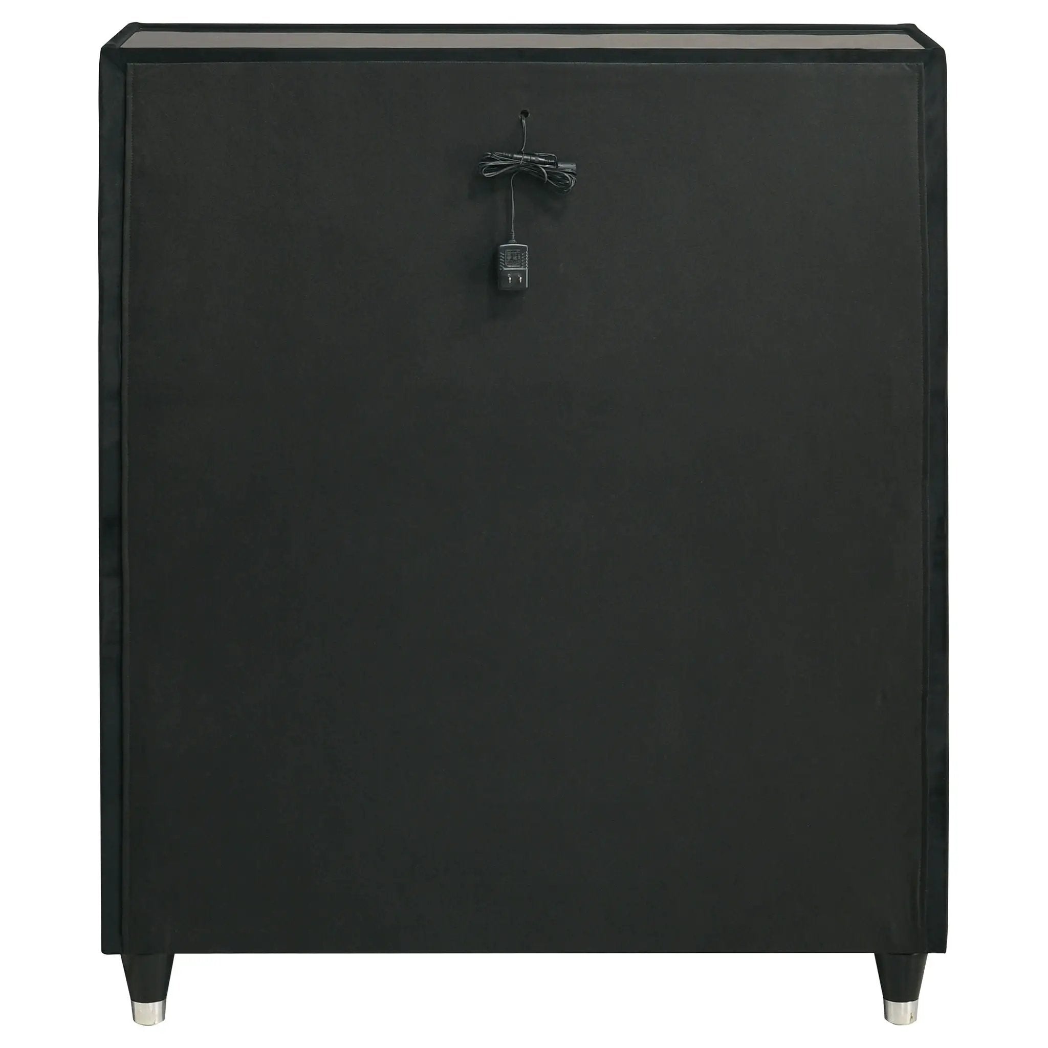 Ravenne 5-drawer Velvet Upholstered LED Chest of Drawers Black by Unique Piece Furniture