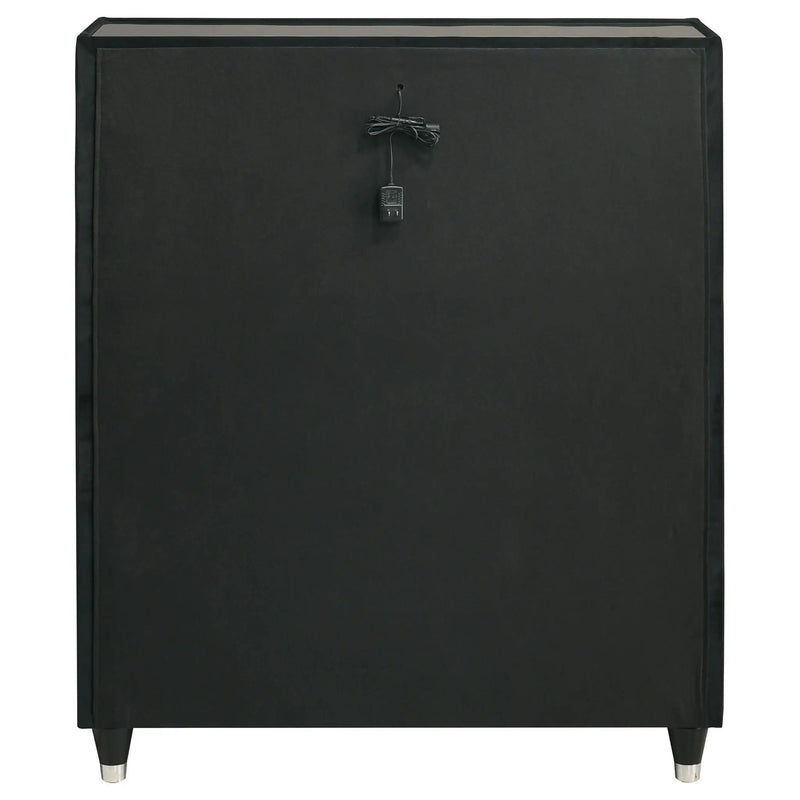 Ravenne 5-drawer Velvet Upholstered LED Chest of Drawers Black by Unique Piece Furniture