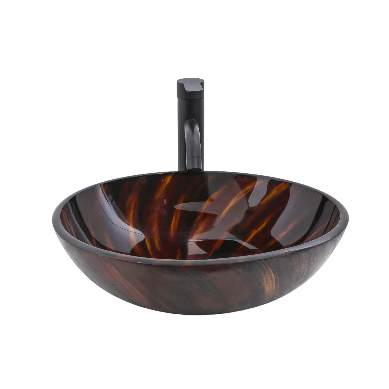 Vessel Bathroom Sink With Pop Up Drain, Round Bowl Design For Bathrooms - Brown by HouseOfZazla