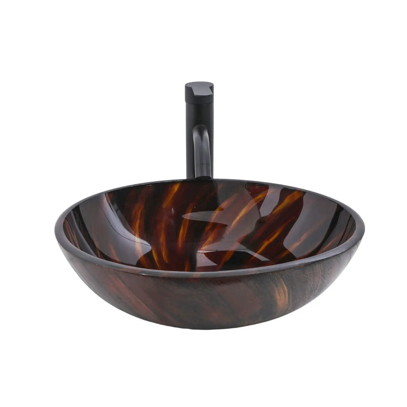 Vessel Bathroom Sink With Pop Up Drain, Round Bowl Design For Bathrooms - Brown by HouseOfZazla