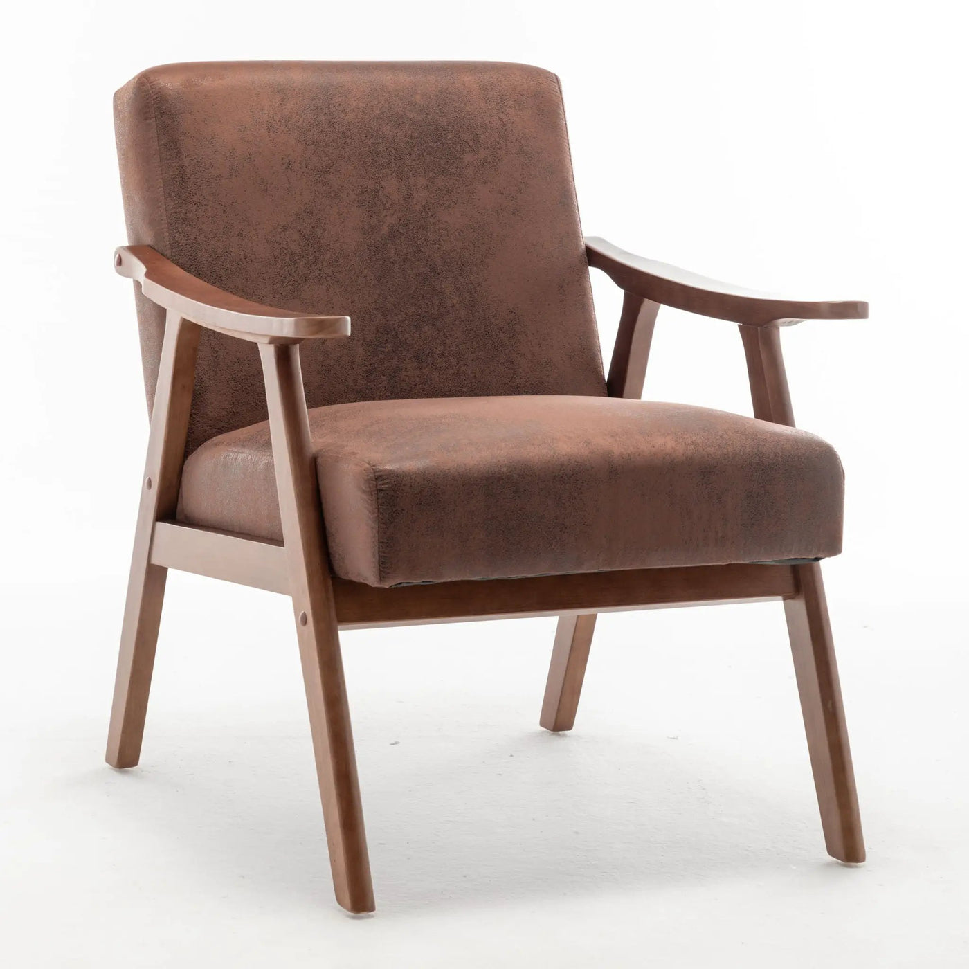 Mid Century Modern Accent Chair With Solid Wood Frame And Extra Thick Backrest by HouseOfZazla