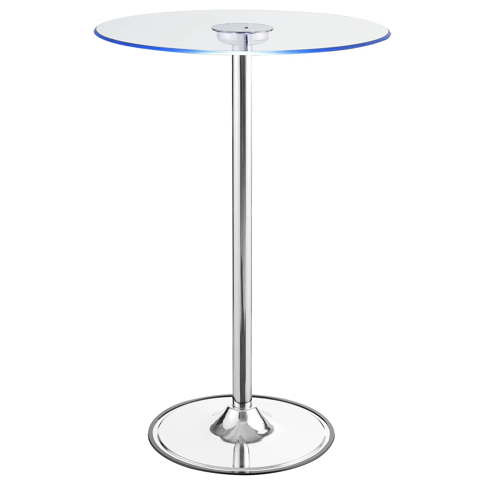 Thea Round 28-inch Glass Top LED Bistro Bar Table Chrome by Unique Piece Furniture