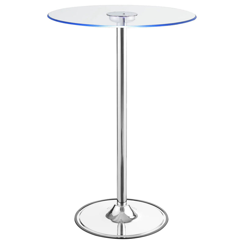 Thea Round 28-inch Glass Top LED Bistro Bar Table Chrome by Unique Piece Furniture