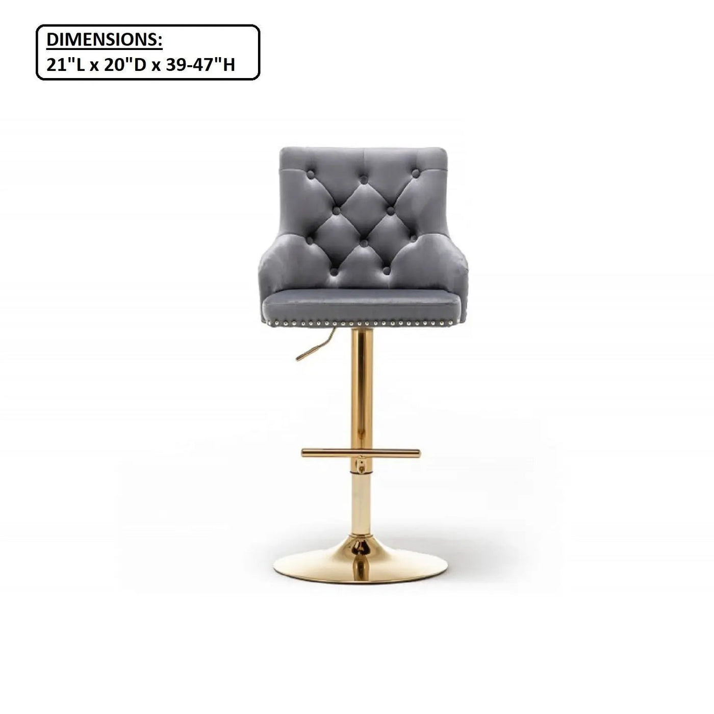 Adjustable Swivel Bar Stool With Nailhead Trim (Set of 2) by Unique Piece Furniture