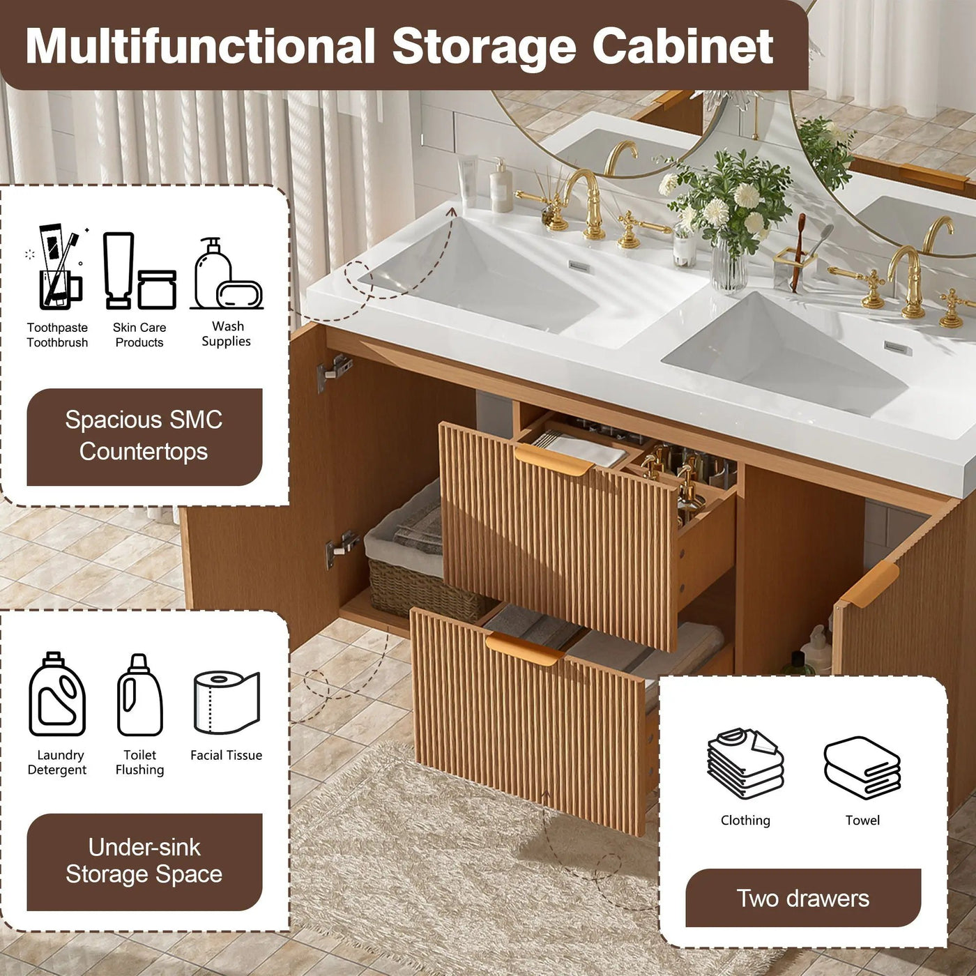 Modern Wall Mounted Bathroom Vanity, Soft Close Doors by HouseOfZazla
