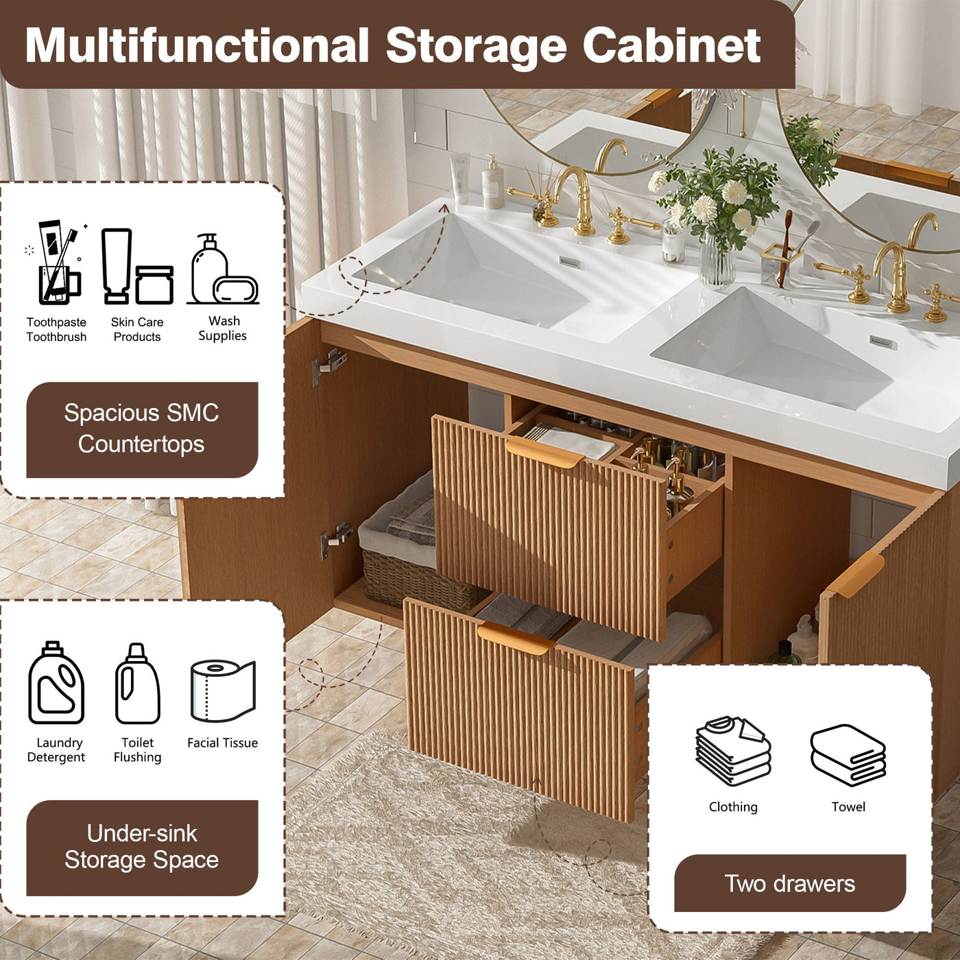 Modern Wall Mounted Bathroom Vanity, Soft Close Doors by Unique Piece Furniture