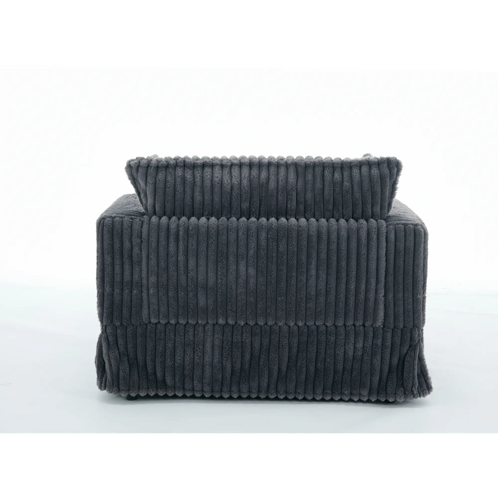 Oversized Corduroy Chaise Lounge with Ottoman in Dark Gray by HouseOfZazla