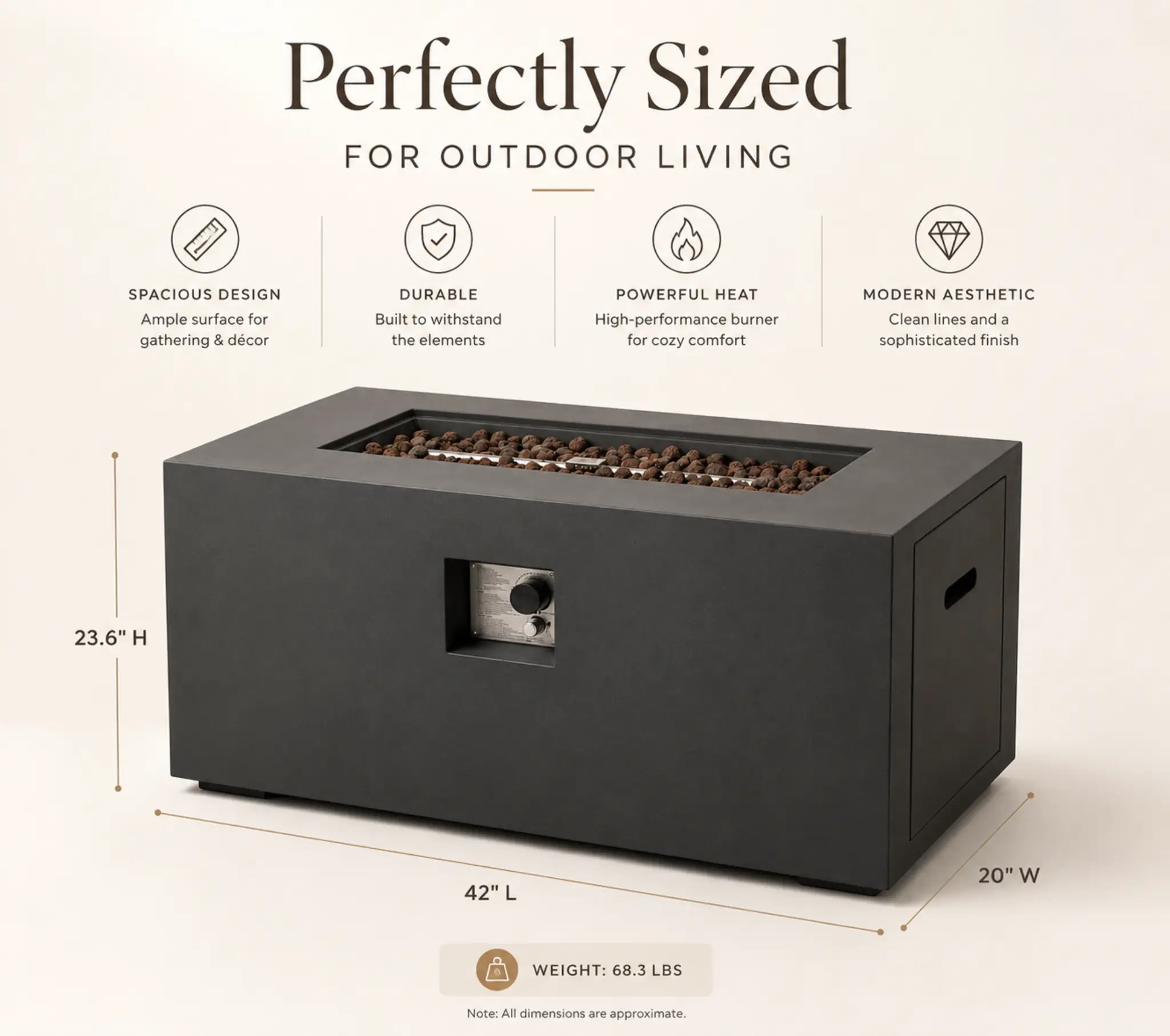 42-Inch Outdoor Fire Pit Table by HouseOfZazla
