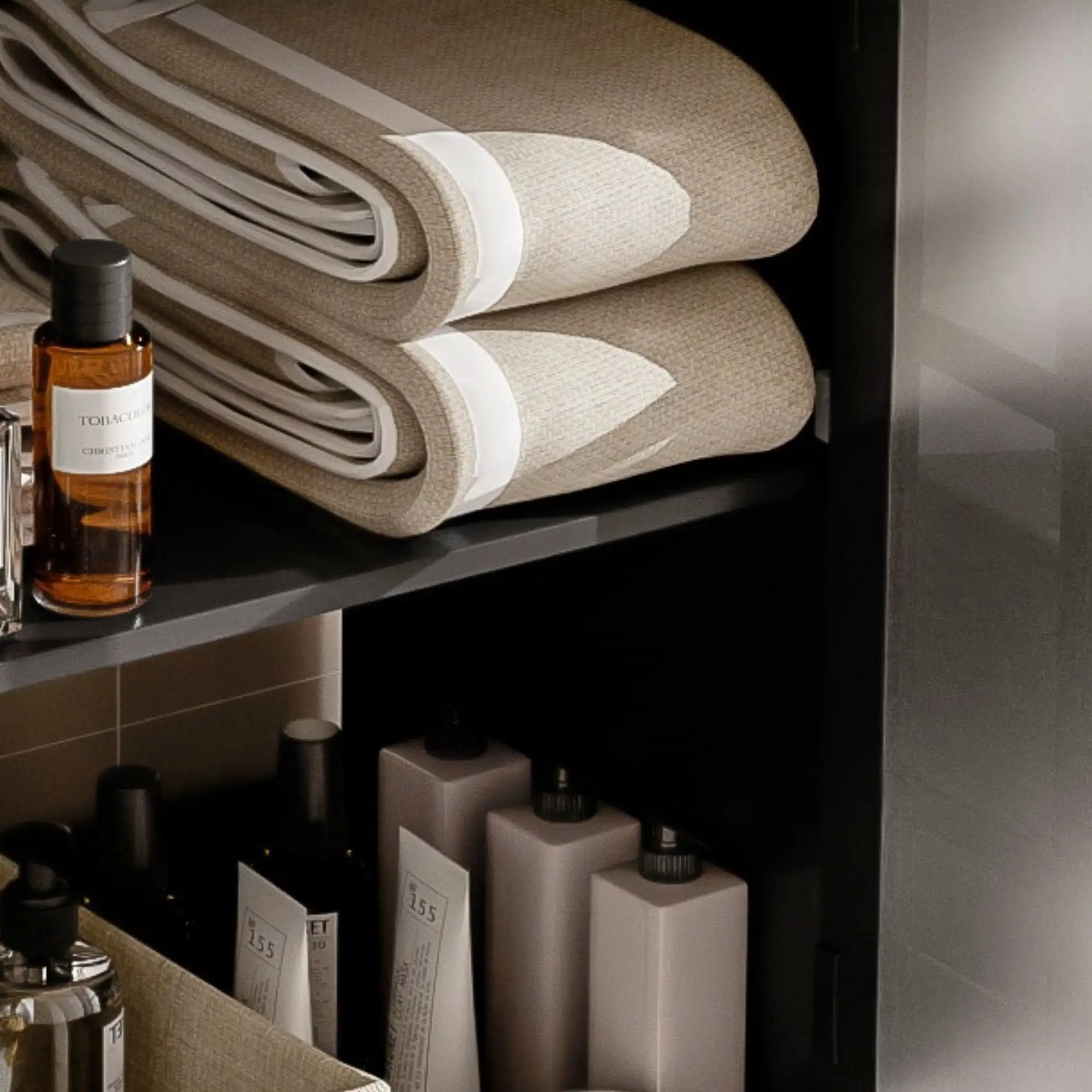 Modern Bathroom Vanity With Ceramic Sink, Tempered Blurred Glass Doors by HouseOfZazla