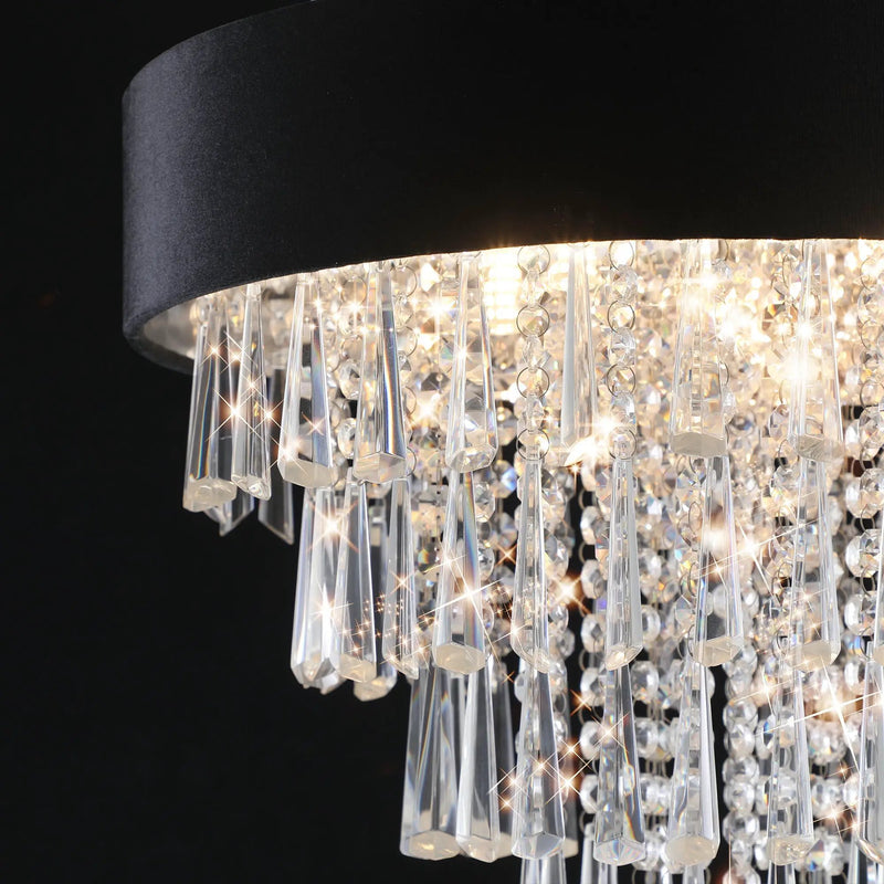 18-inch Modern Crystal Chandelier with Black Velvet Shade by HouseOfZazla