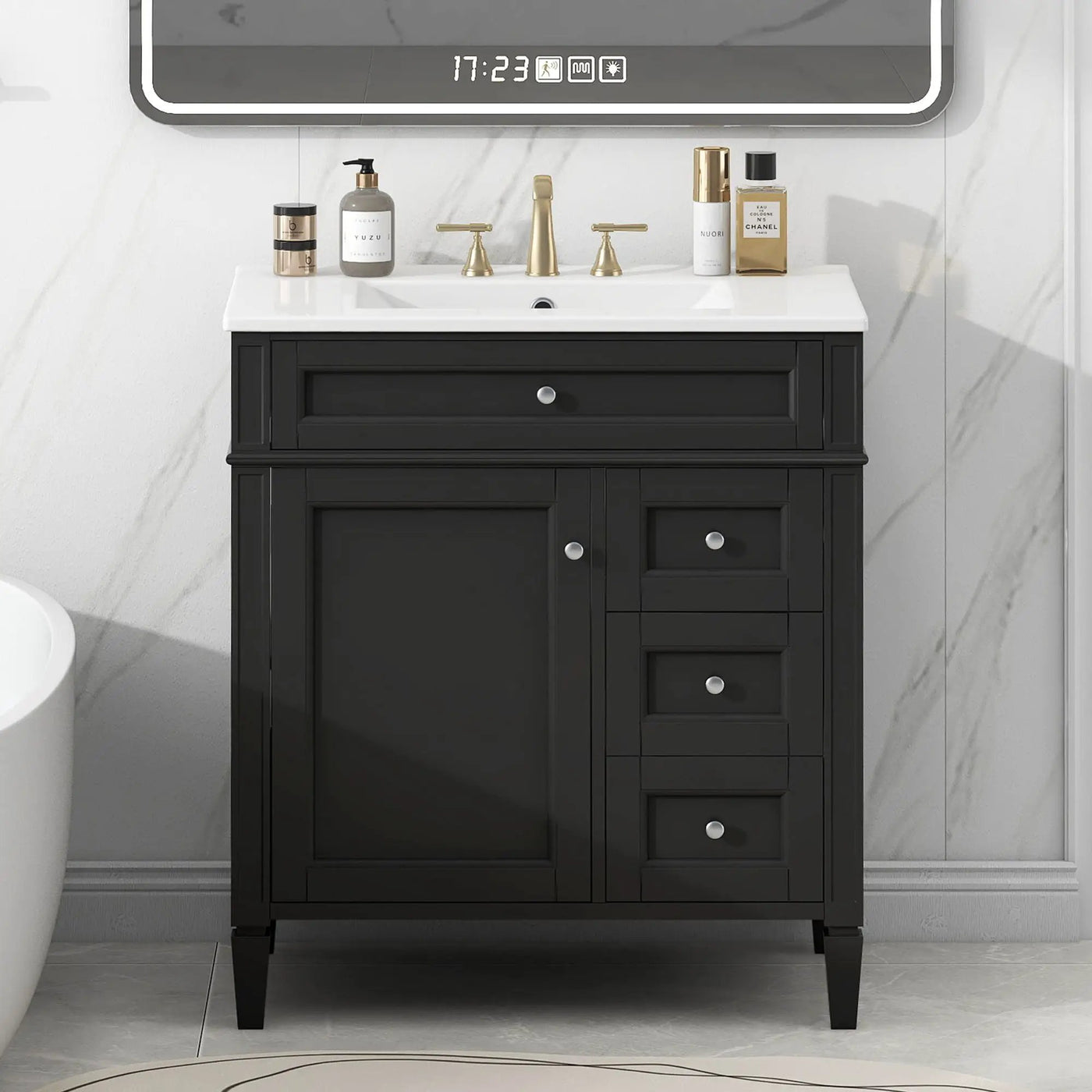 Bathroom Vanity With Top Sink, 2 Drawers & Tip Out Drawer by HouseOfZazla