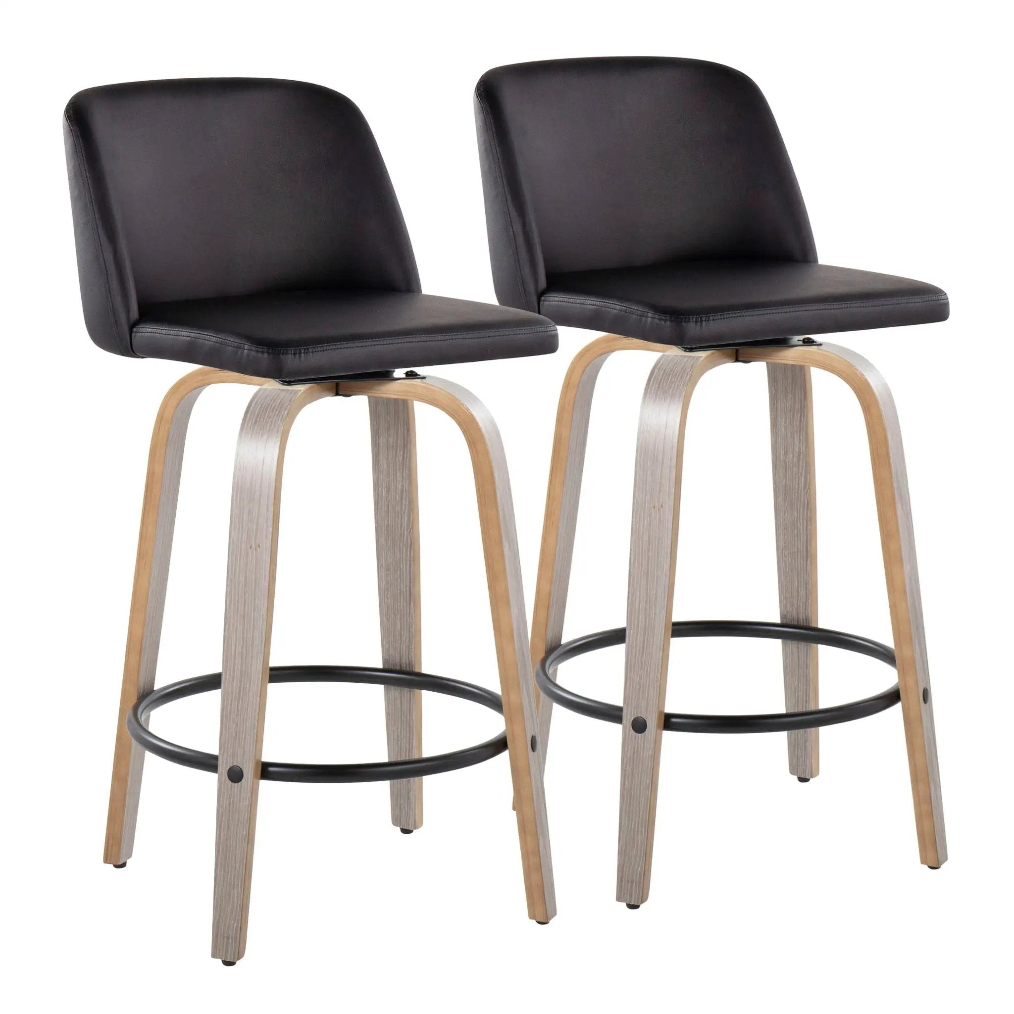 Toriano - Contemporary Fixed Height Counter Stool With Swivel & Round Footrest (Set of 2) by Unique Piece Furniture