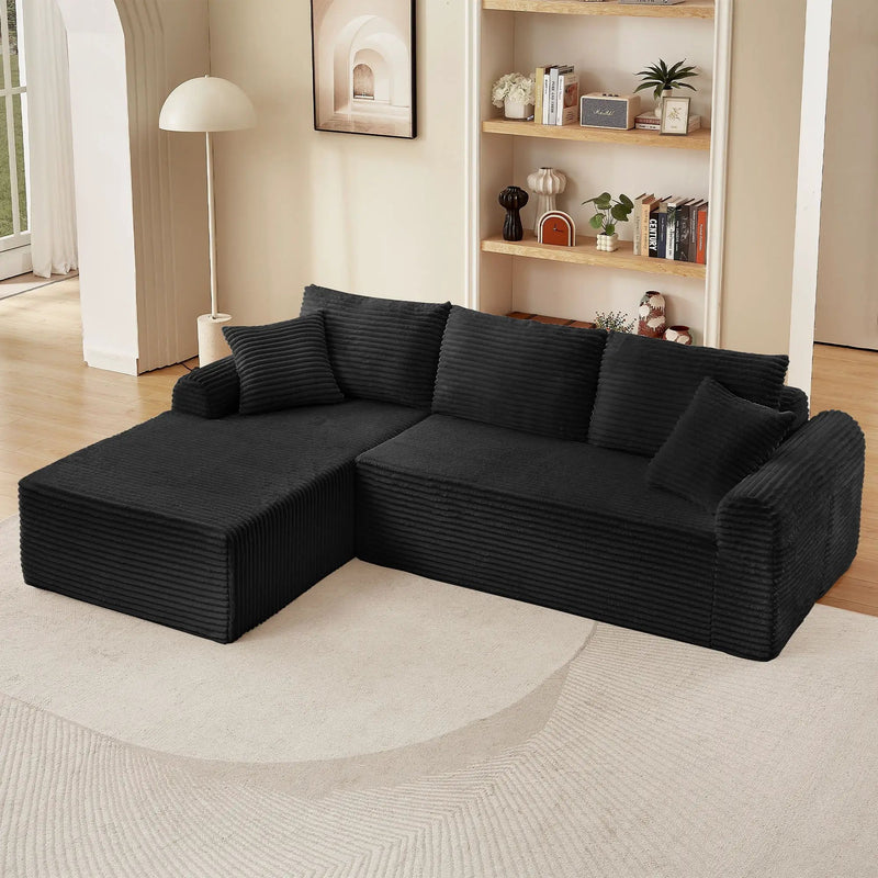 Modular Sectional With Arched Armrests, Includes 3 Back Cushions & 2 Throw Pillows by Unique Piece Furniture