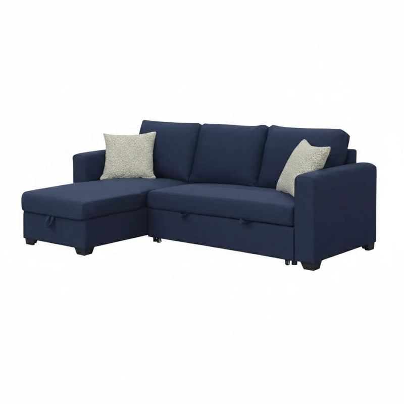 Reversible Sectional With Pop Up Sleeper And Hidden Storage Chaise - Navy by HouseOfZazla