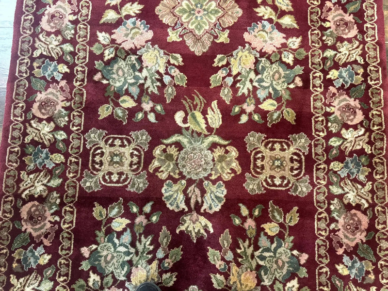 Indo Persian Kerman Rug 4x6, Burgundy, Floral by Jewel Rugs