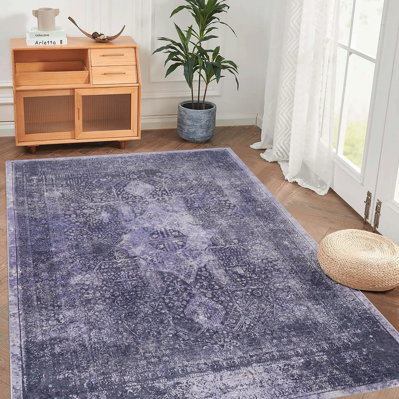 MAVAL Anthracite Washable Rug 3x5 Area Rug by HouseOfZazla