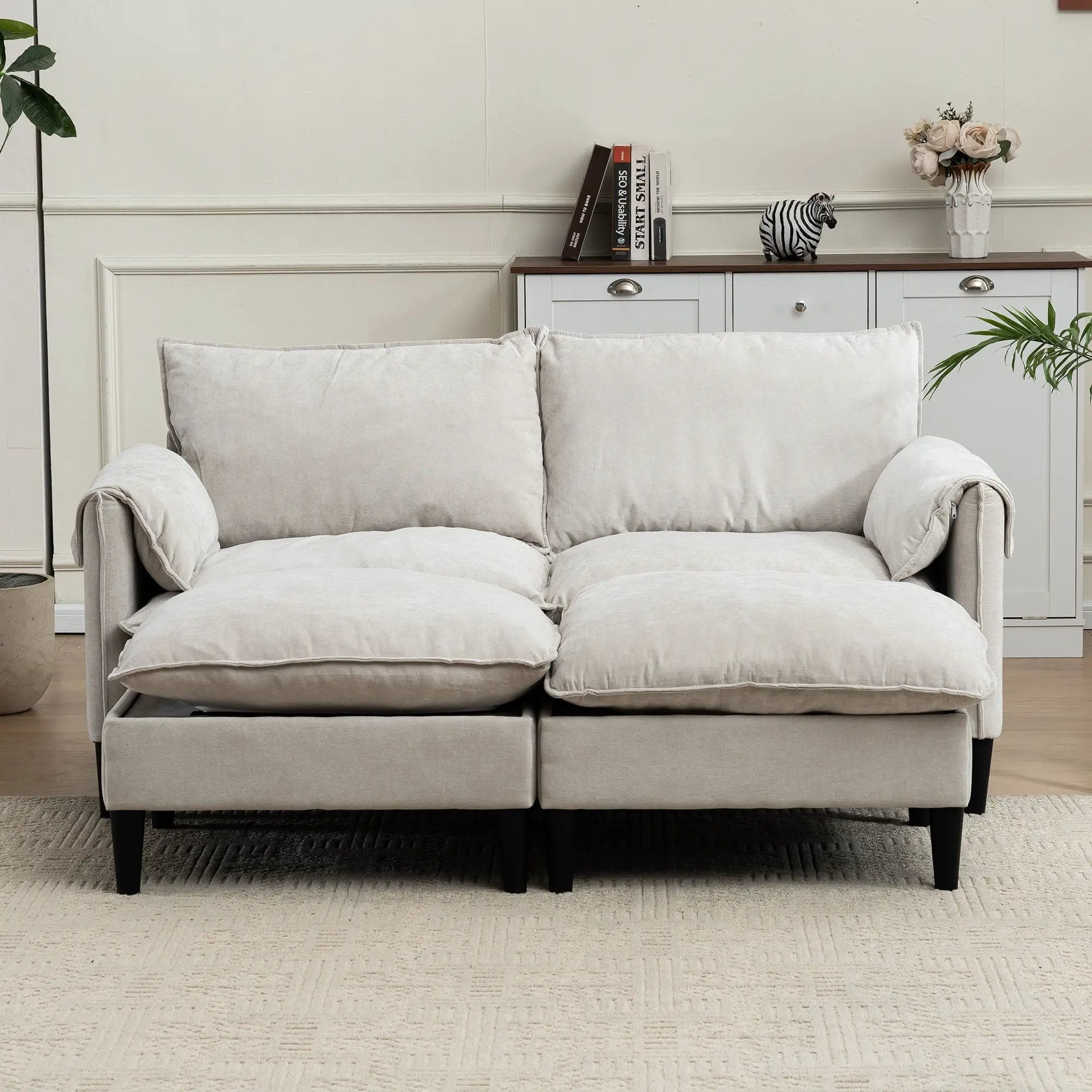Convertible Combination Sofa With Footstools With Storage by Unique Piece Furniture