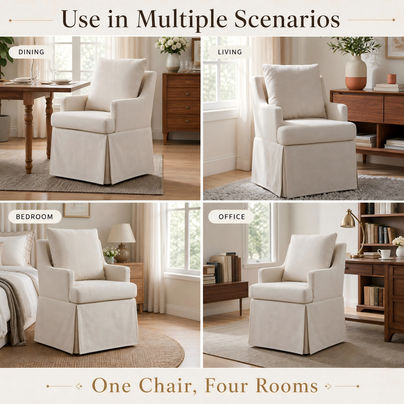 Upholstered Dining Chair with Casters - Modern Fabric, 1 Piece, photo 9 of 9