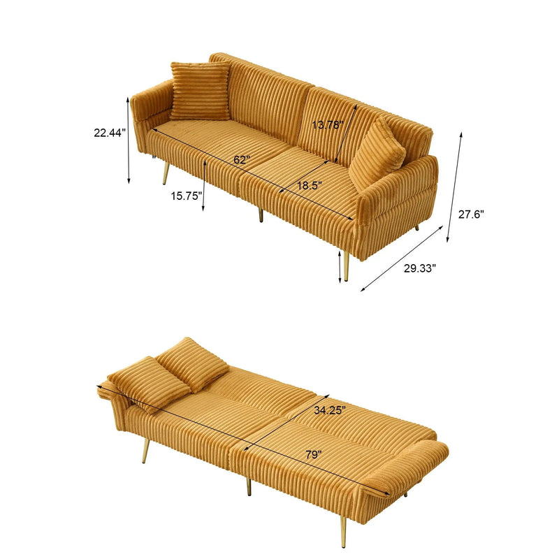 Luxury Foldable Double Sofa Bed With Folding Armrests by Unique Piece Furniture