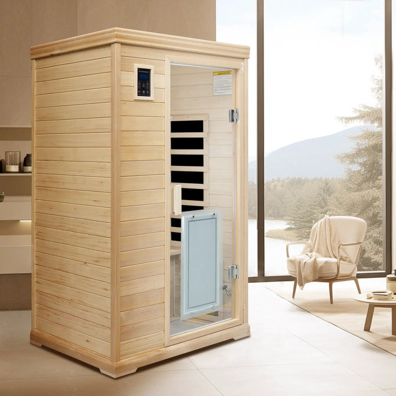 2 Person Far Infrared Hemlock Indoor Sauna Room - Natural by HouseOfZazla