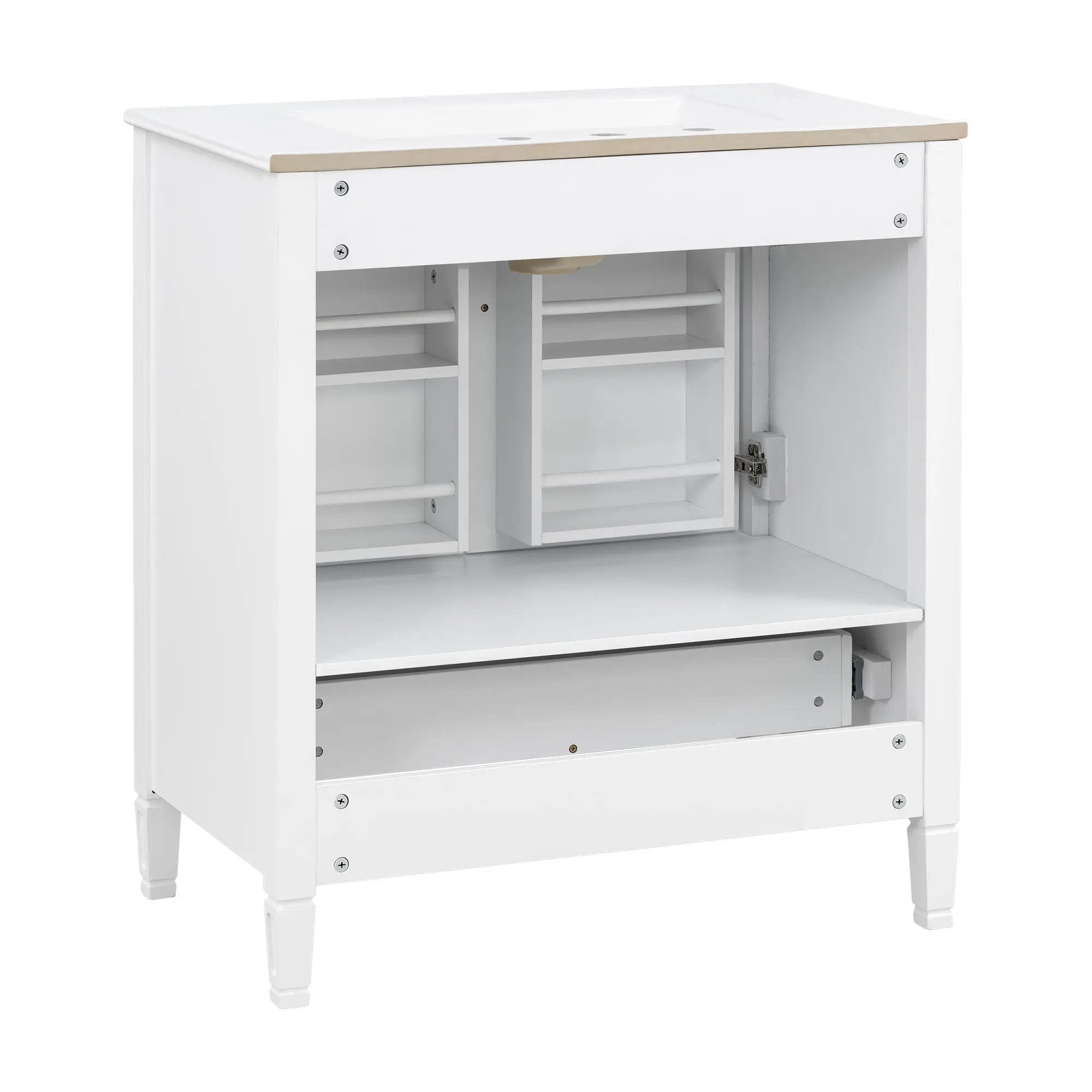 Elegant Fluted Bathroom Vanity With Sink, Soft Close Doors & Drawer by HouseOfZazla