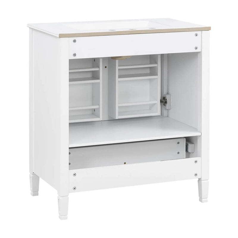 Elegant Fluted Bathroom Vanity With Sink, Soft Close Doors & Drawer by HouseOfZazla