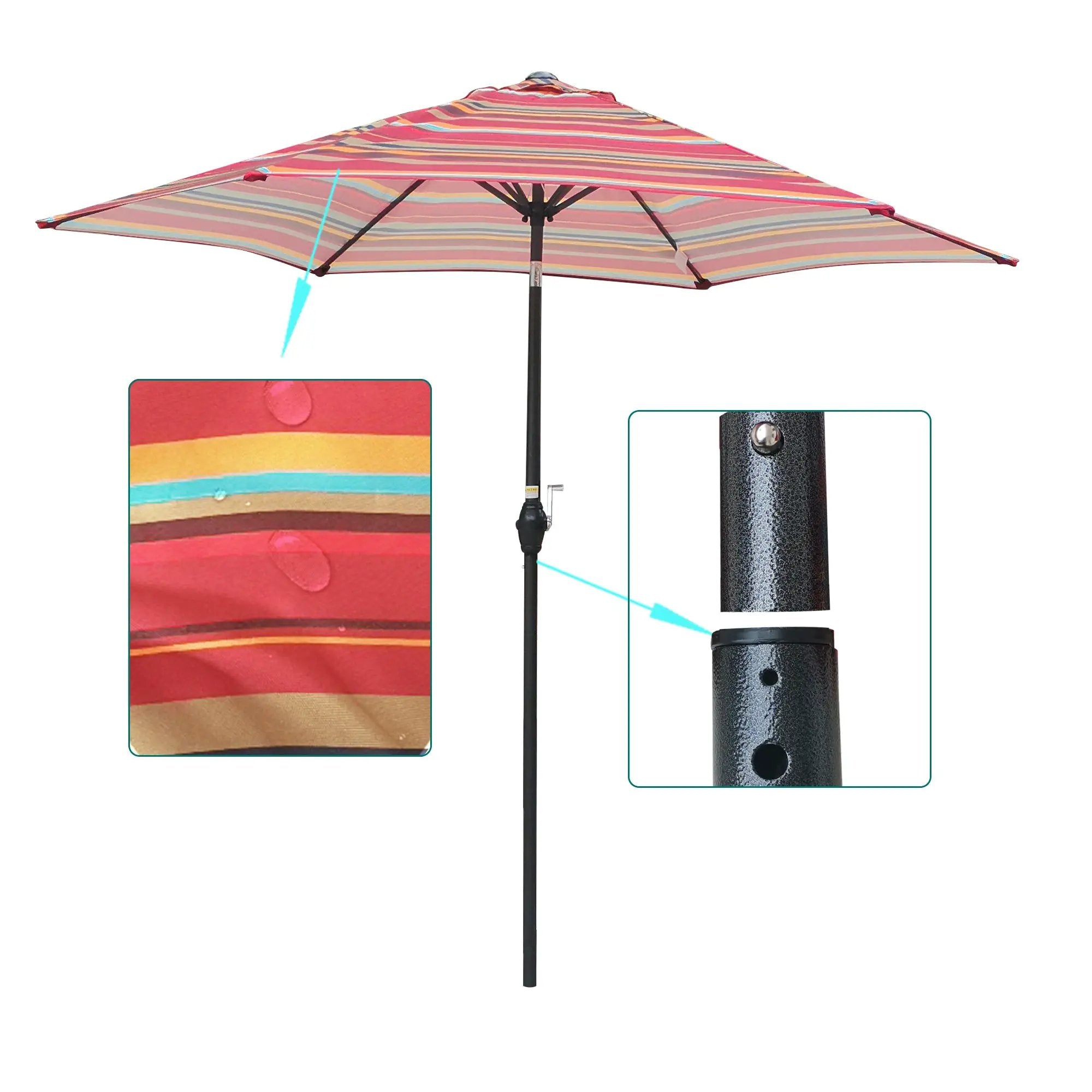 9FT Red Striped Patio Umbrella by HouseOfZazla