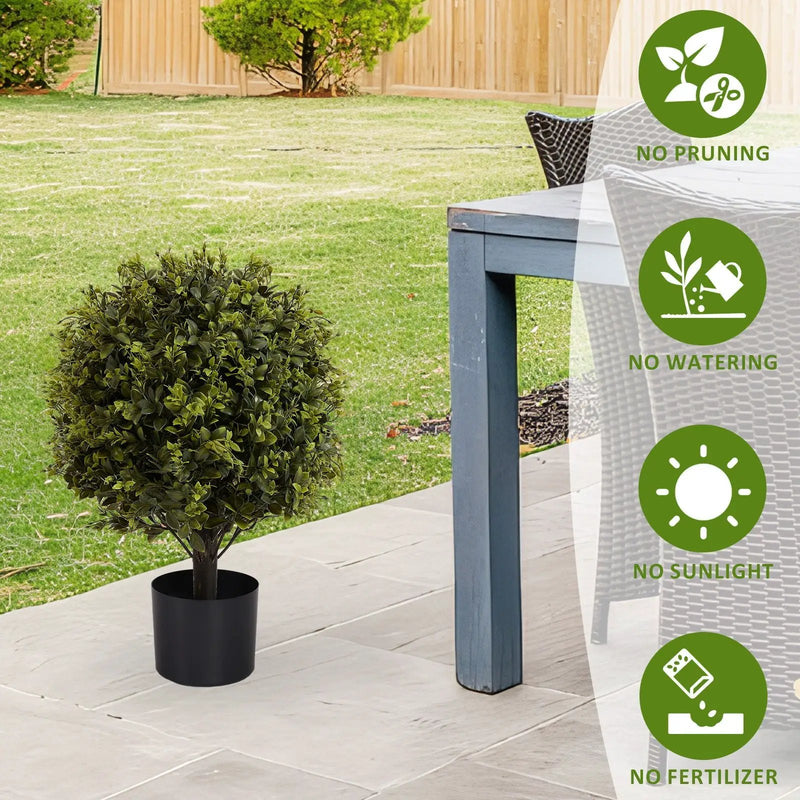 Artificial Ball Topiary Tree Decoration In Pot (Set of 2) - Green by Unique Piece Furniture