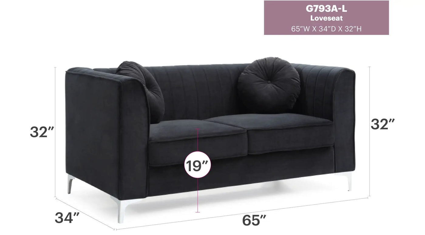 Glam Styled Micro Suede Loveseat by HouseOfZazla